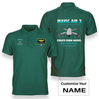 Thumbnail for DJI Mavic Air 2 design on green polo with custom name badge