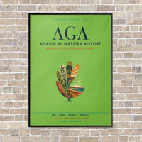 Thumbnail for Agadir Al Massira Airport AGA vertical canvas print - framed - light green background