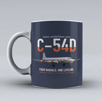 Thumbnail for C-54D Skymaster design on dark blue ceramic mug, double-side print