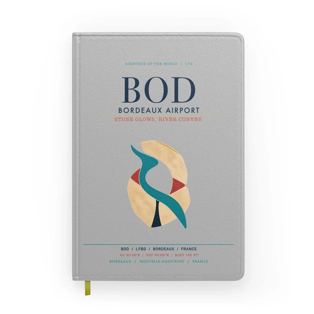 Bordeaux Airport (BOD) design on light gray notebook