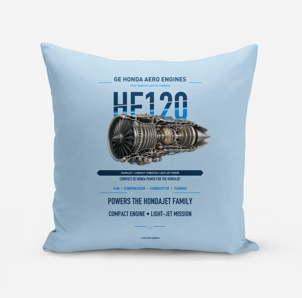HF120 design on light blue pillow