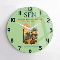 Thumbnail for London Southend Airport (SEN) design on light green no frame wall clock