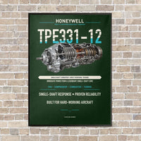 Thumbnail for TPE331-12 vertical canvas print - framed - dark green background