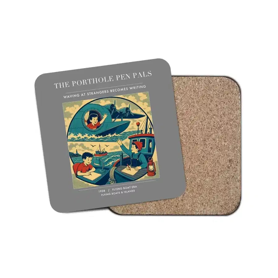 The Porthole Pen Pals - Designed Coasters design on gray 1-piece