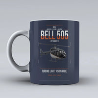 Thumbnail for Bell 505 Jet Ranger X design on dark blue ceramic mug, double-side print