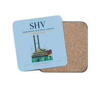 Thumbnail for Shreveport Regional Airport (SHV) design on light blue 1 piece coaster