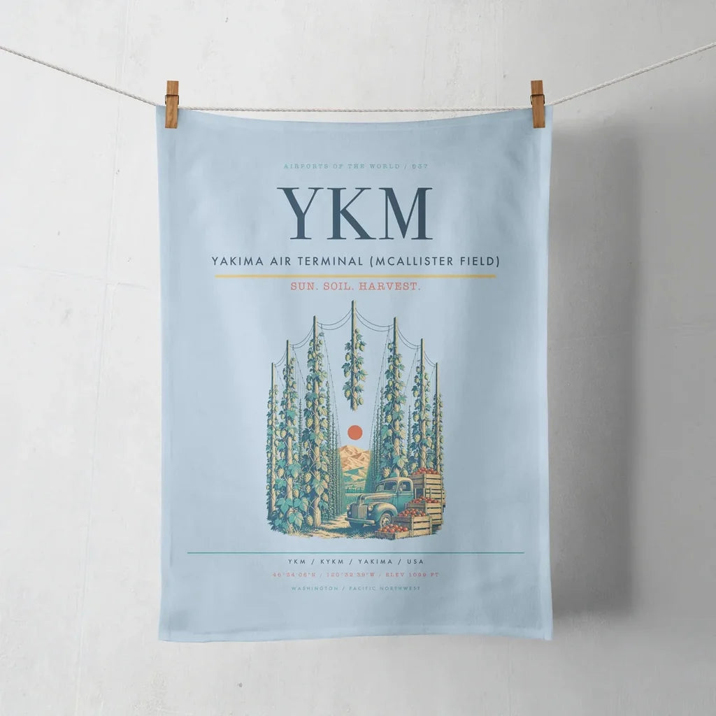 Yakima Air Terminal (McAllister Field) (YKM) design on light blue towel