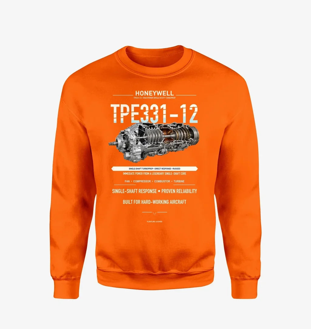 TPE331-12 design on orange sweatshirt
