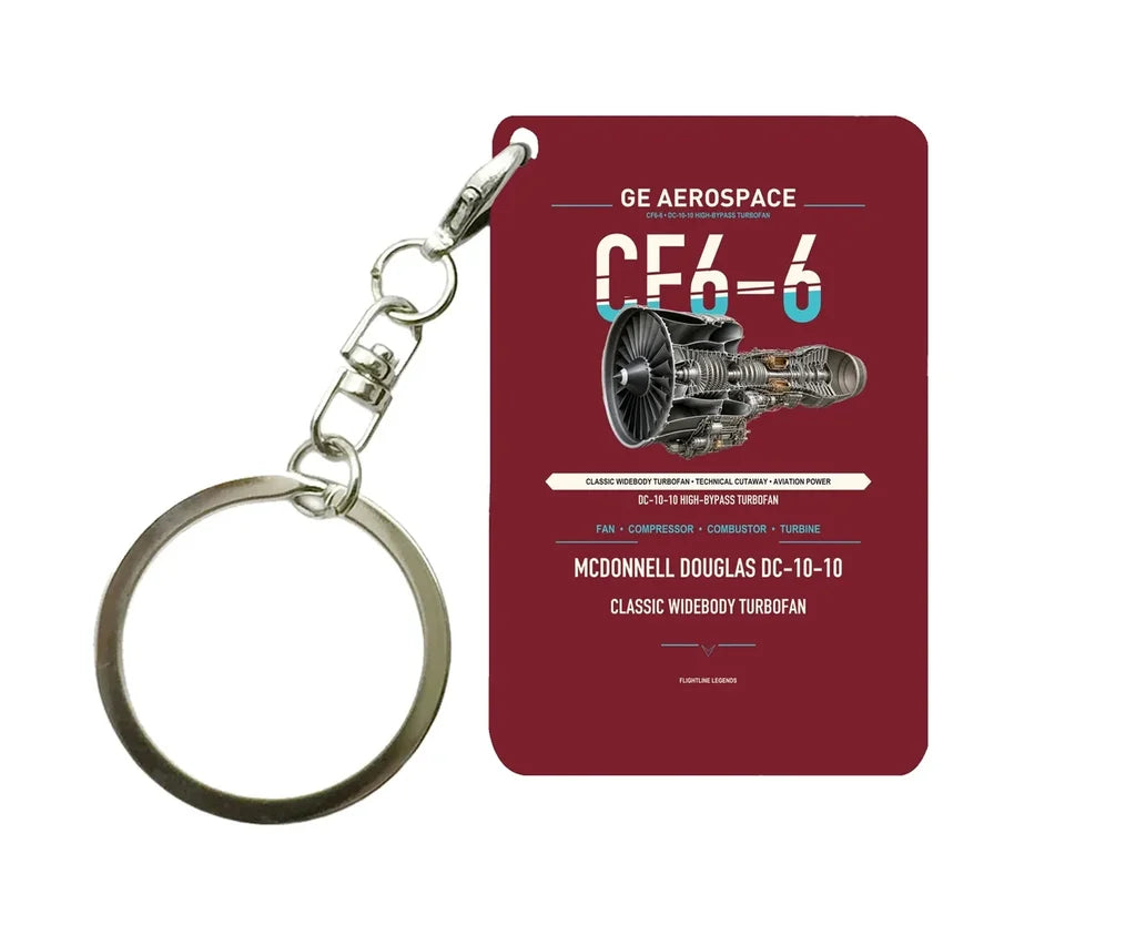 CF6-6 Key Chain design on dark red key chain