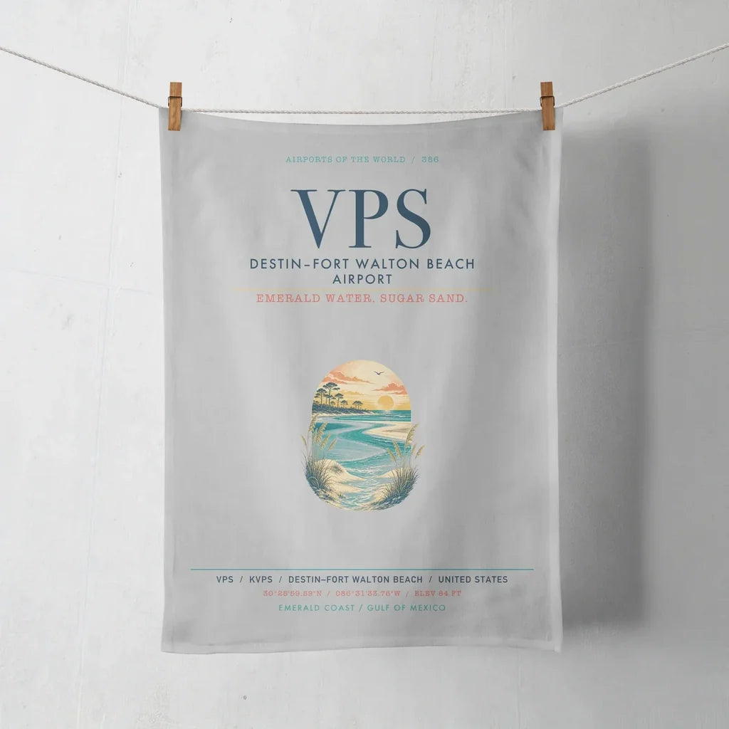 Destin Fort Walton Beach Airport (VPS) design on light gray towel
