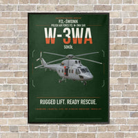 Thumbnail for PZL-Świdnik W-3WA Sokół vertical canvas print - framed - dark green background
