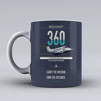 Thumbnail for Beechcraft King Air 360 design on dark blue ceramic mug, double-side print