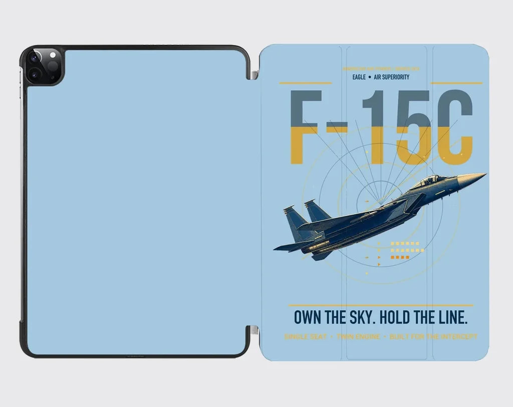 F-15C Eagle design on light blue ipad tablet case