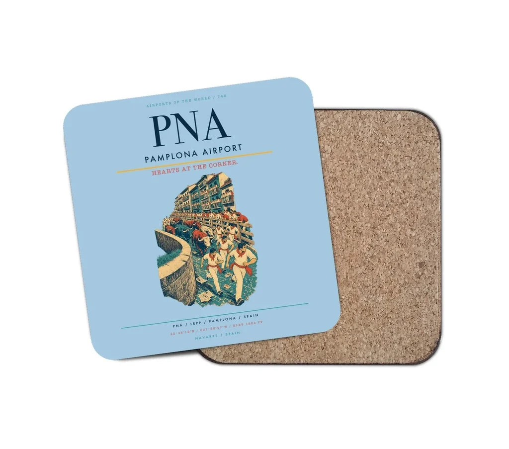 Pamplona Airport (PNA) design on light blue 1 piece coaster