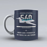 Thumbnail for Cessna Citation 560 - Citation V design on dark blue ceramic mug, double-side print