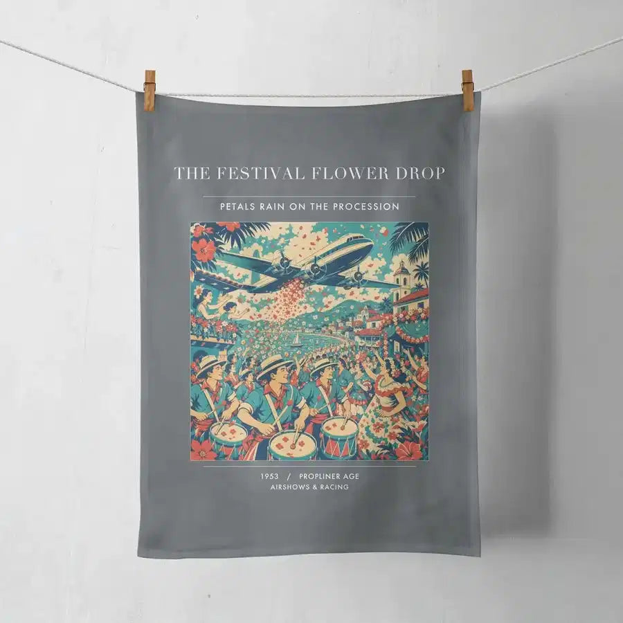 VINTAGE G4406 - The Festival Flower Drop - Designed Towels design on gray