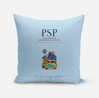 Thumbnail for Palm Springs International Airport (PSP) design on light blue pillow