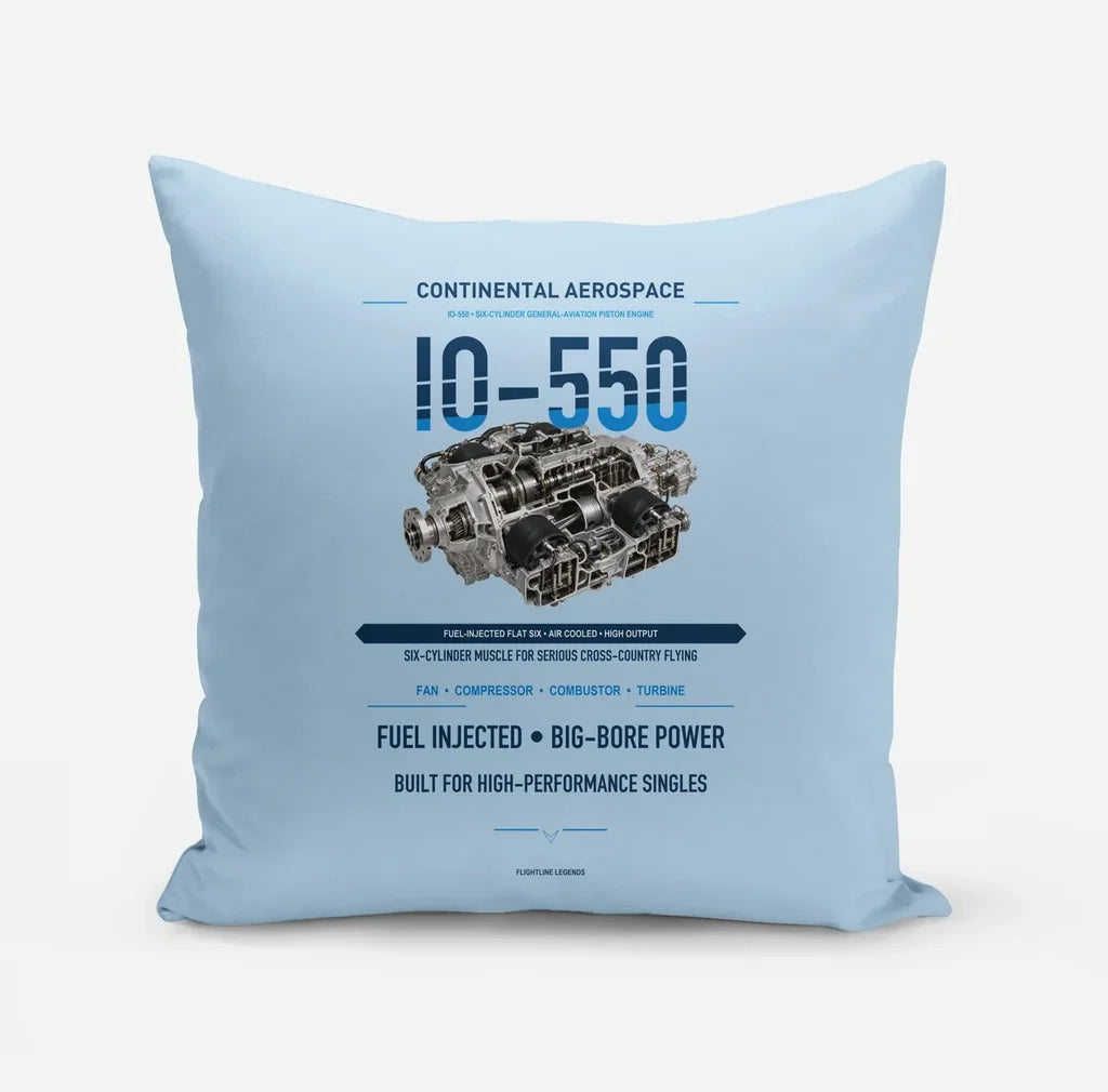 IO-550 design on light blue pillow