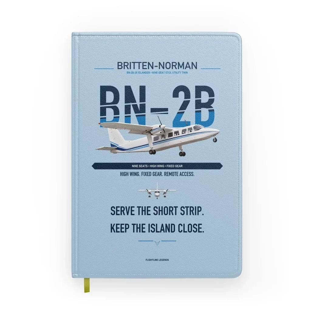 Britten-Norman BN-2B-26 Islander design on light blue notebook