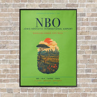 Thumbnail for Jomo Kenyatta International Airport Nairobi NBO vertical canvas print - framed - light green background