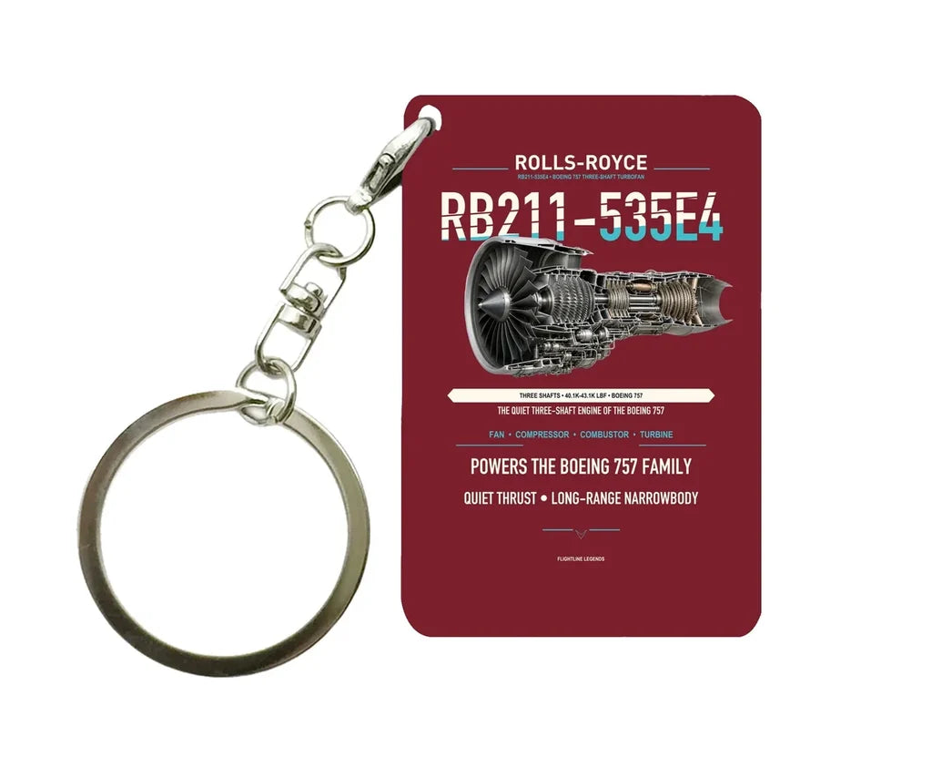 RB211-535E4 Key Chain design on dark red key chain