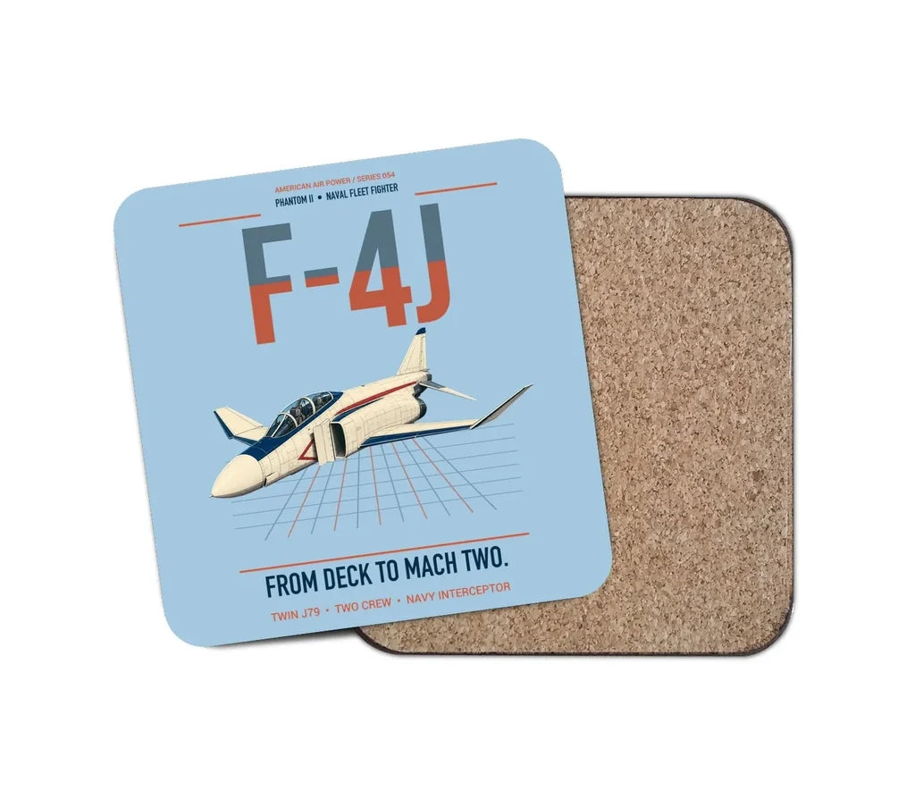 F-4J Phantom II design on light blue 1 piece coaster
