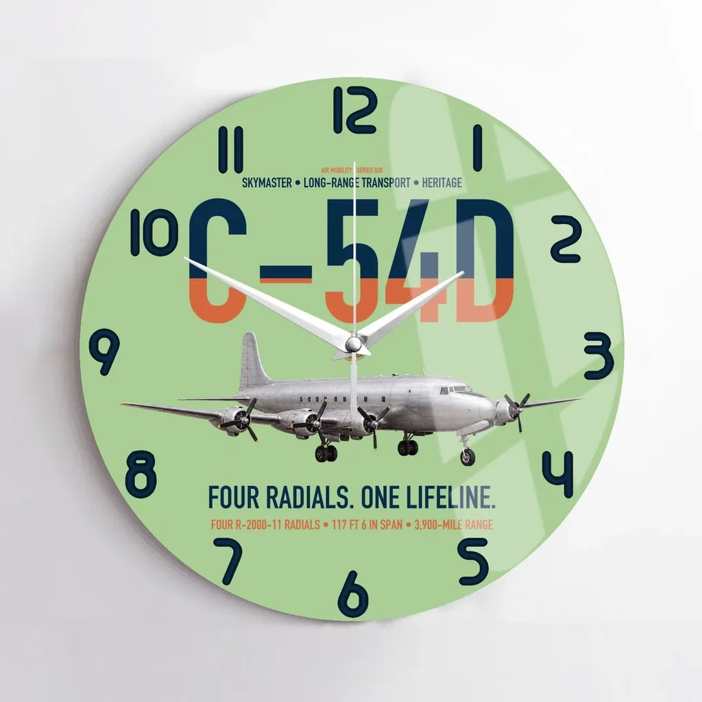 C-54D Skymaster design on light green no frame wall clock