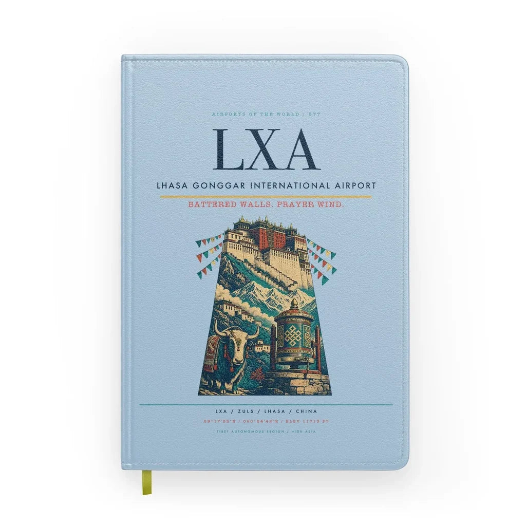 Lhasa Gonggar International Airport (LXA) design on light blue notebook