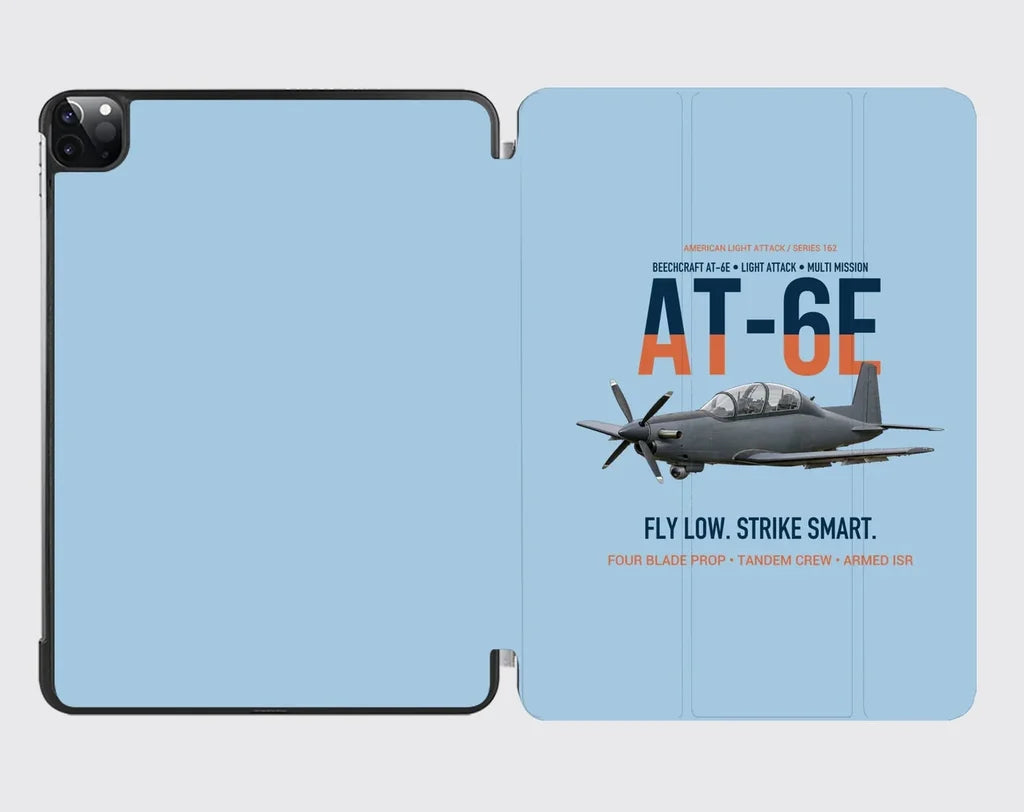 AT-6E Wolverine Light Attack design on light blue ipad tablet case