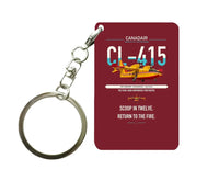 Thumbnail for Canadair CL-415 design on dark red designed key chain, double-side print