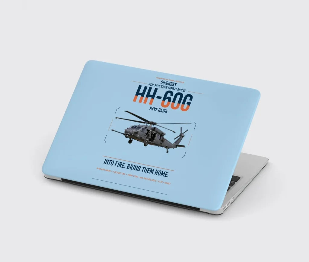 Sikorsky HH-60G Pave Hawk design on light blue MacBook case