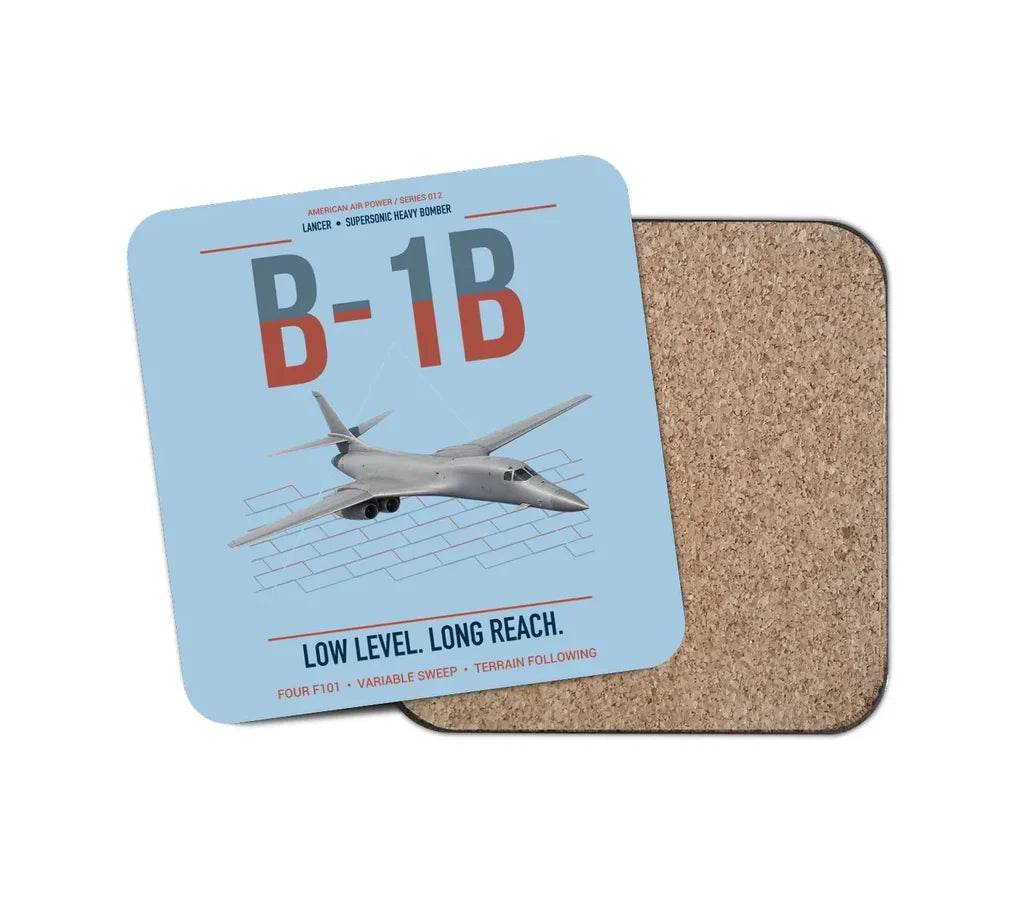 B-1B Lancer design on light blue 1 piece coaster