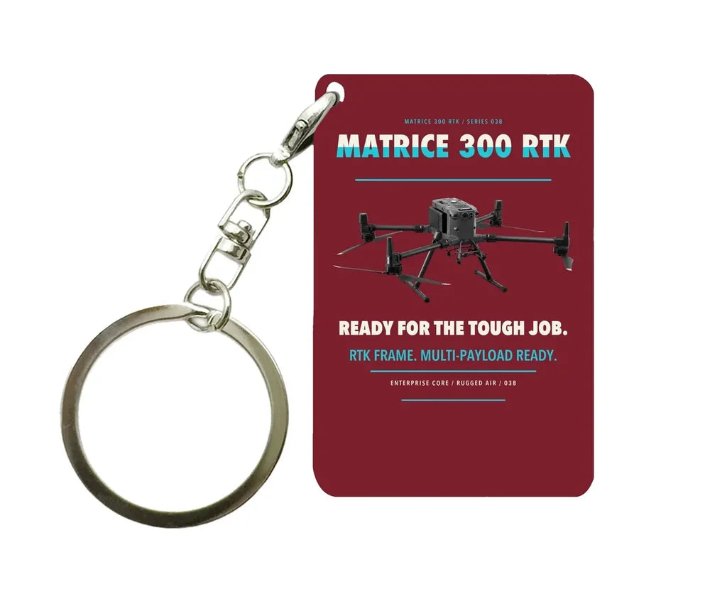 DJI Matrice 300 RTK Key Chain design on dark red key chain