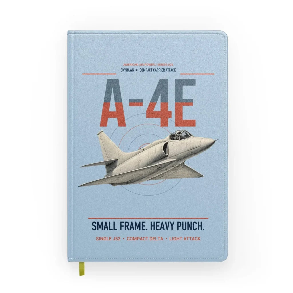 A-4E Skyhawk design on light blue notebook