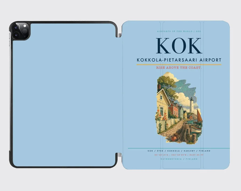 Kokkola-Pietarsaari Airport (KOK) design on light blue ipad tablet case