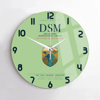 Thumbnail for Des Moines International Airport (DSM) design on light green no frame wall clock
