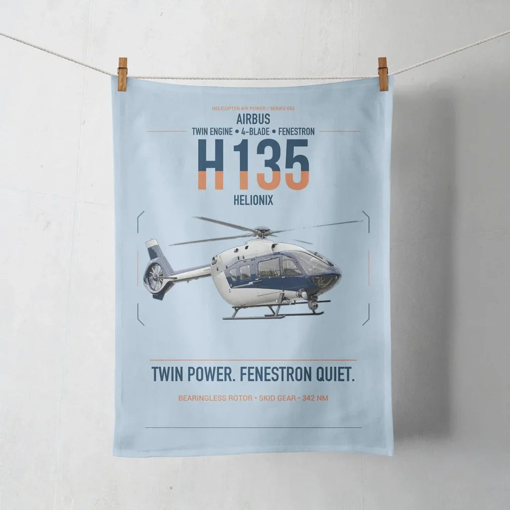 Airbus H135 design on light blue towel