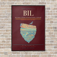 Thumbnail for Billings Logan International Airport BIL - Canvas Framed - Dark Red