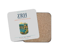 Thumbnail for Zurich Airport (ZRH) design on light gray 1 piece coaster