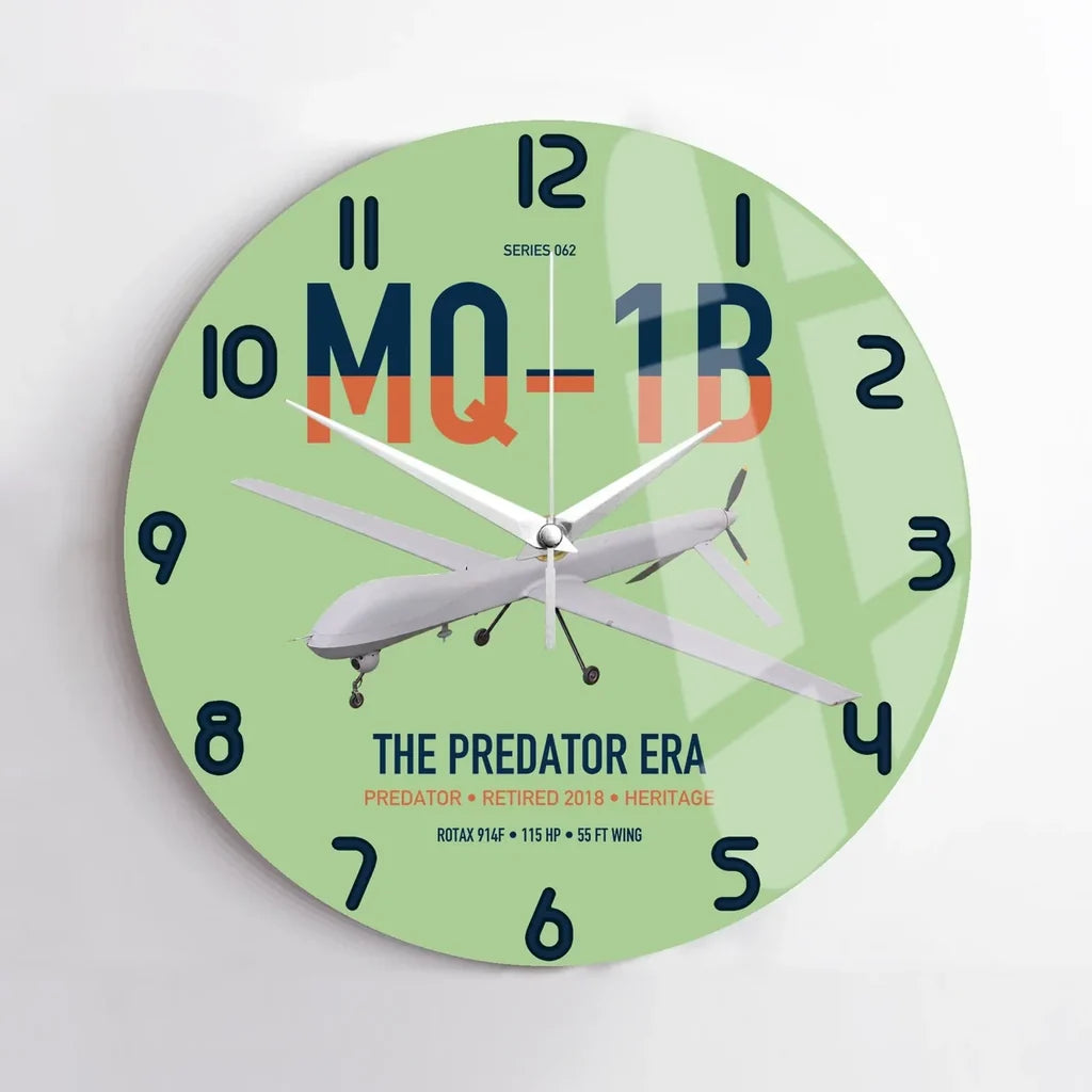 MQ-1B Predator design on light green no frame wall clock
