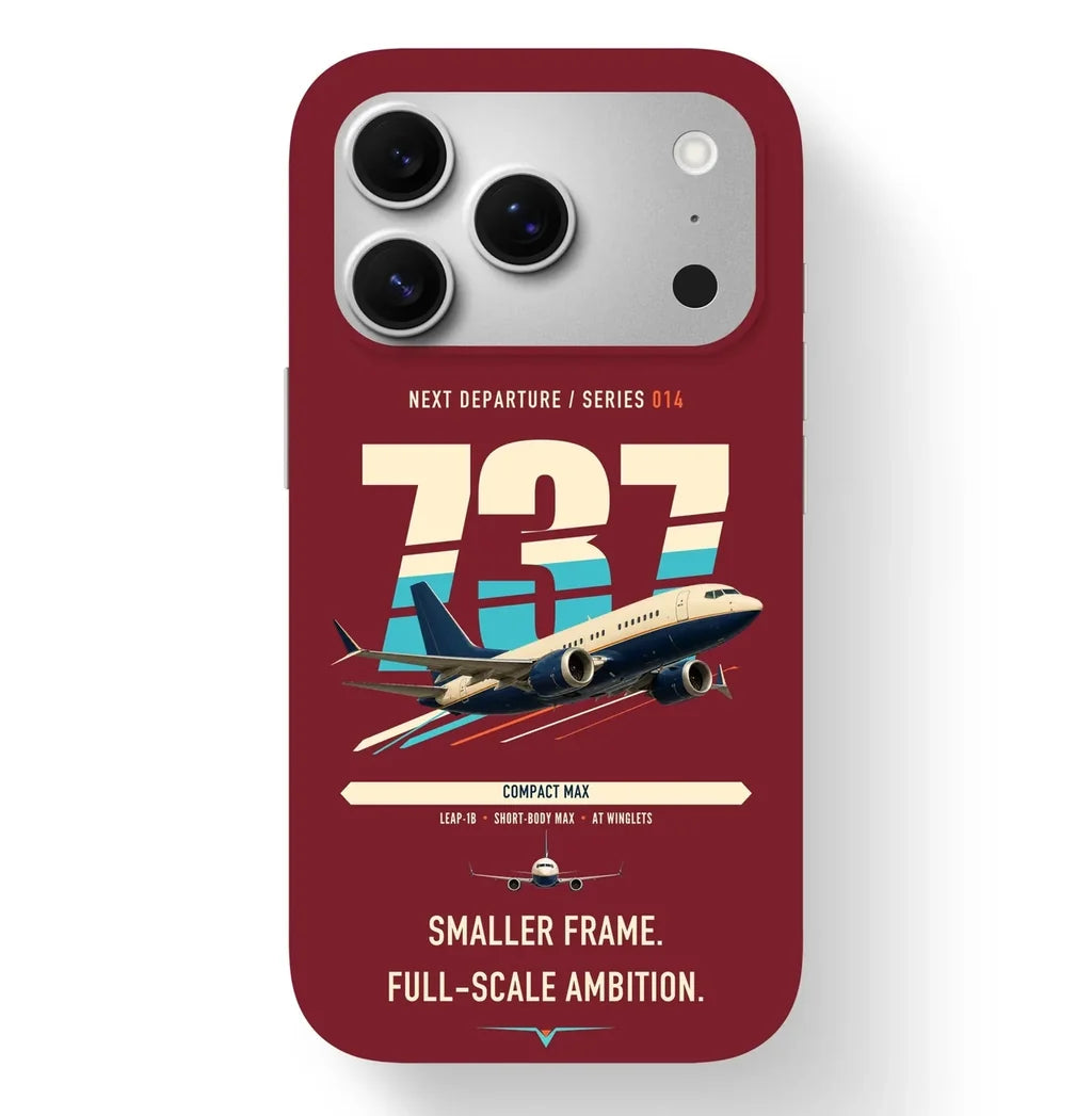 Boeing 737 MAX 7 design on dark red magsafe iphone case