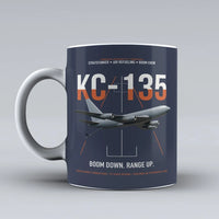 Thumbnail for KC-135 STRATOTANKER design on dark blue ceramic mug, double-side print