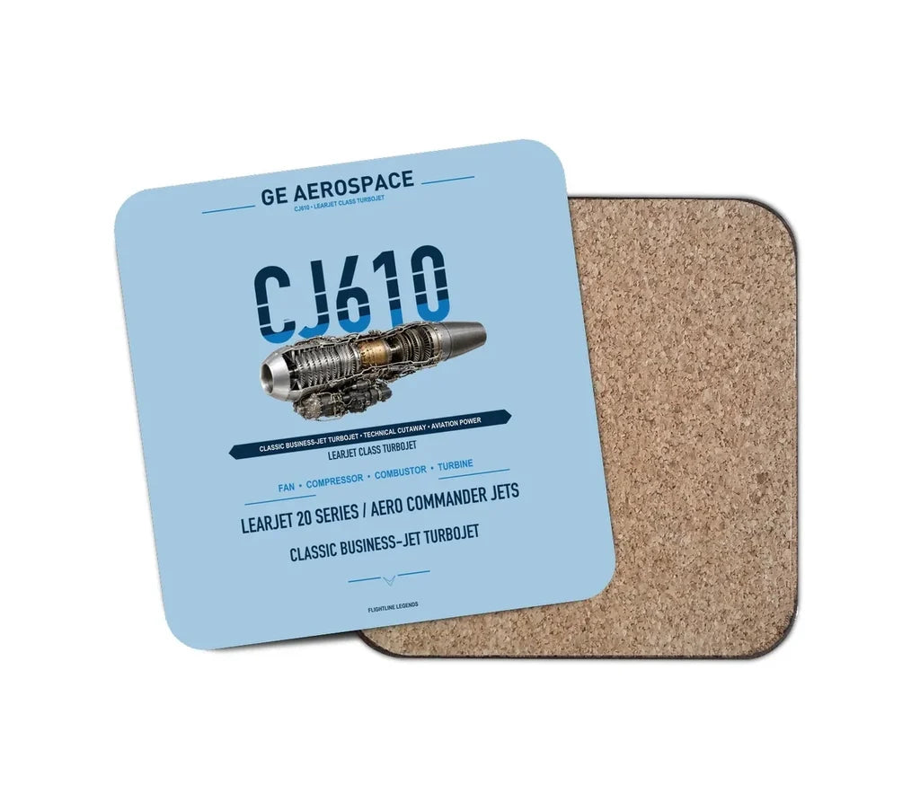 CJ610 design on light blue 1 piece coaster
