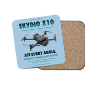 Thumbnail for Skydio X10 design on light blue 1 piece coaster
