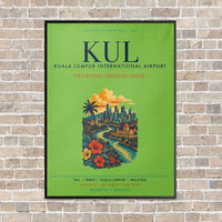 Thumbnail for Kuala Lumpur International Airport KUL vertical canvas print - framed - light green background