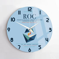 Thumbnail for Frederick Douglass Greater Rochester International Airport (ROC) design on light blue no frame wall clock