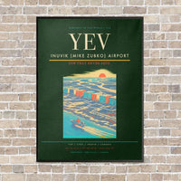 Thumbnail for Inuvik (Mike Zubko) Airport YEV vertical canvas print - framed - dark green background