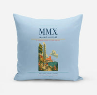 Thumbnail for Malmo Airport (MMX) design on light blue pillow