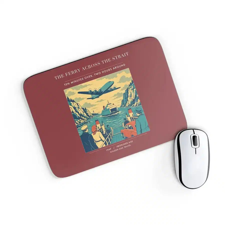 VINTAGE G4478 - The Ferry Across The Strait - Designed Mouse Pads design on darkred rectangle