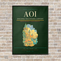 Thumbnail for Ancona Falconara Airport AOI - Canvas Framed - Dark Green